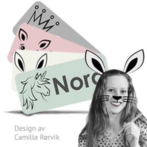 Eksklusive navnelapper designet av Camilla Rørvik